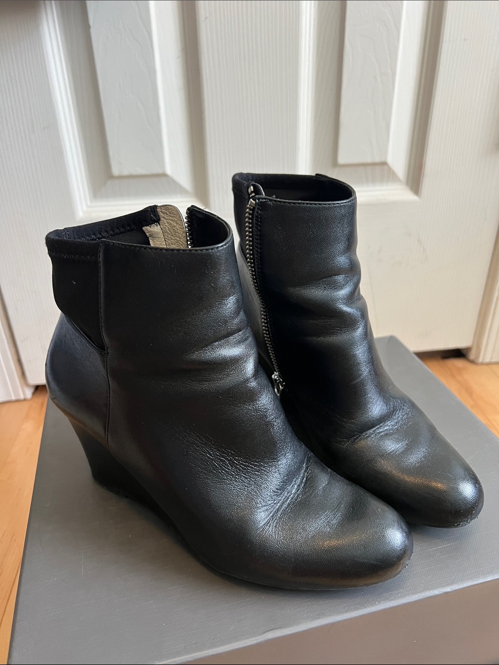 Michael Kors Black Wedge Ankle Boot with Side Zip